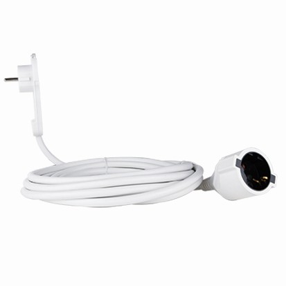 Verlängerung mit REV-Flachstecker 3m weiß » Elektro - derbaumarktshop
